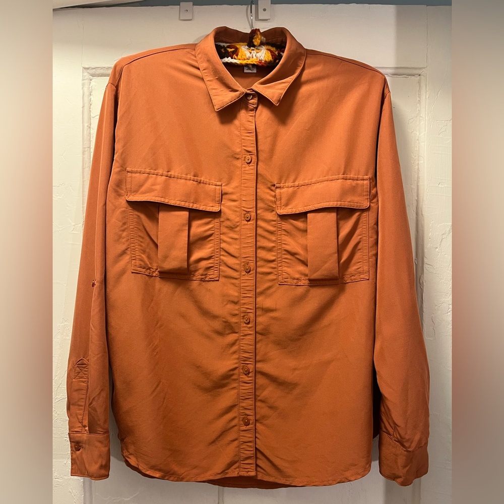 Old Navy Women's Button Down Shirt - Rust Orange